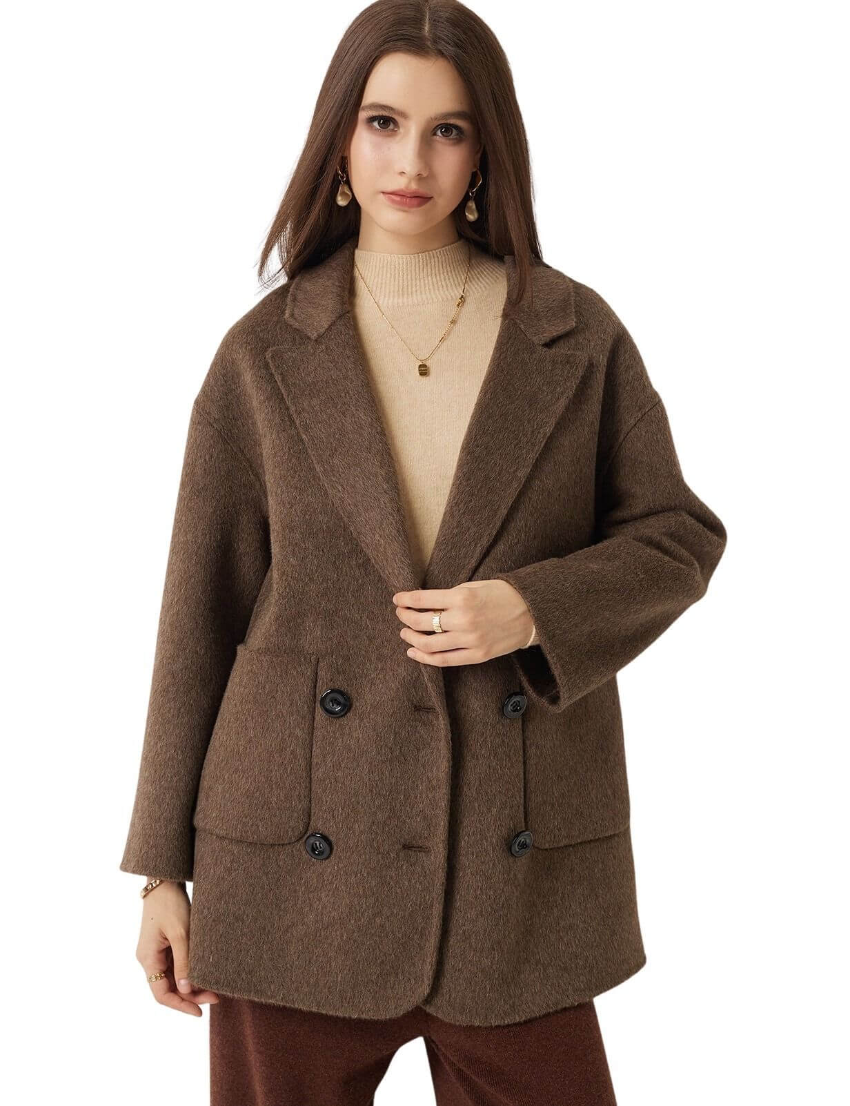 100% Merino Wool Double Breasted Short Coat