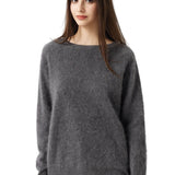 Suéter sem costura 100% lã Merino com gola redonda