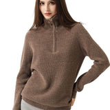 Maglione con zip e collo a lupetto in 100% lana merino