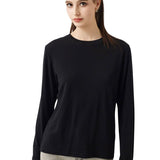 100% Merino Wool Crewneck Long Sleeve Knit Top