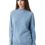 30% Cashmere 70% Merino Wool Seamless Mock Neck Sweater