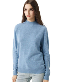 30% Cashmere 70% Merino Wool Seamless Mock Neck Sweater