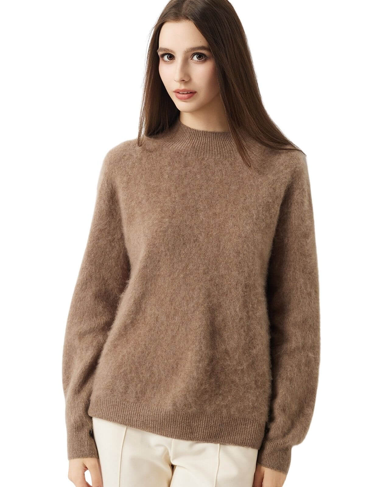 100% Merino Wool Seamless Mock Neck Sweater