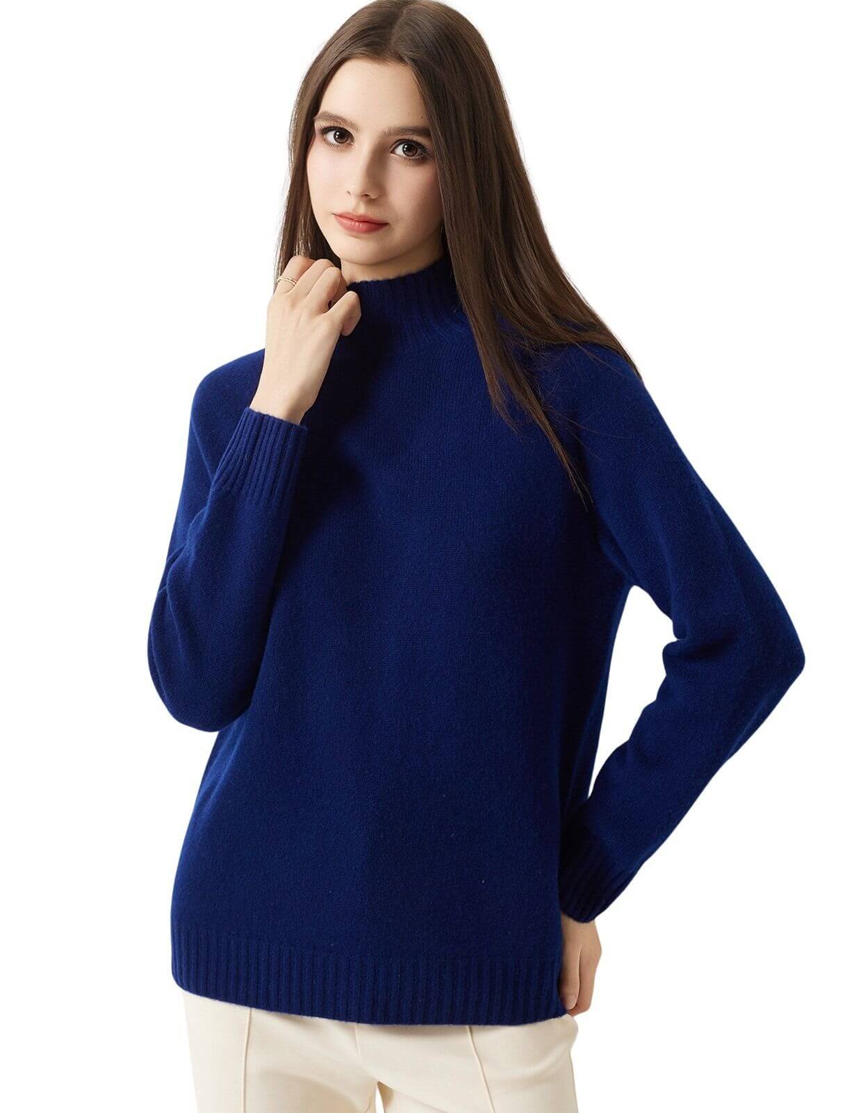 100% Merino Wool Seamless Mock Neck Sweater