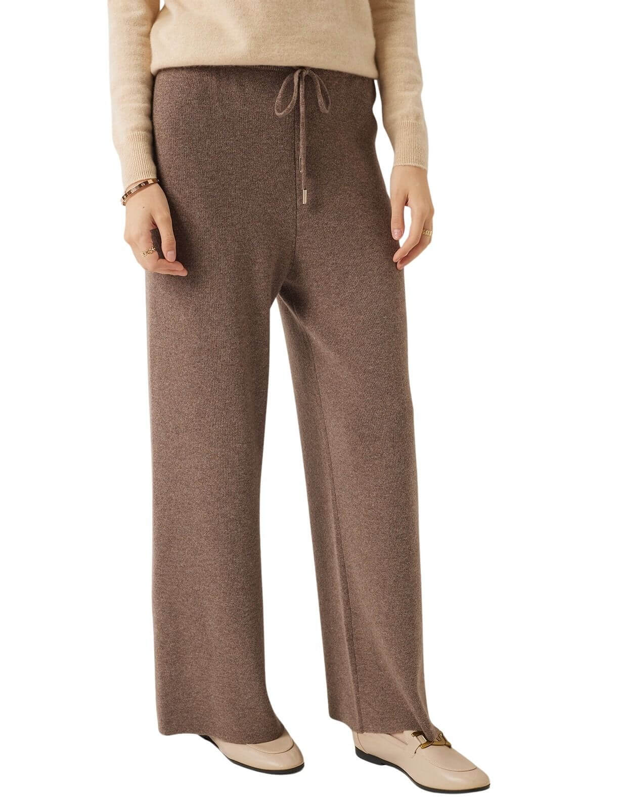 30% Cashmere,70% Merino Wool Wide Leg Sweatpants