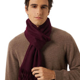 100% Cashmere Long Plaid Tassel Warm Knit Scarf