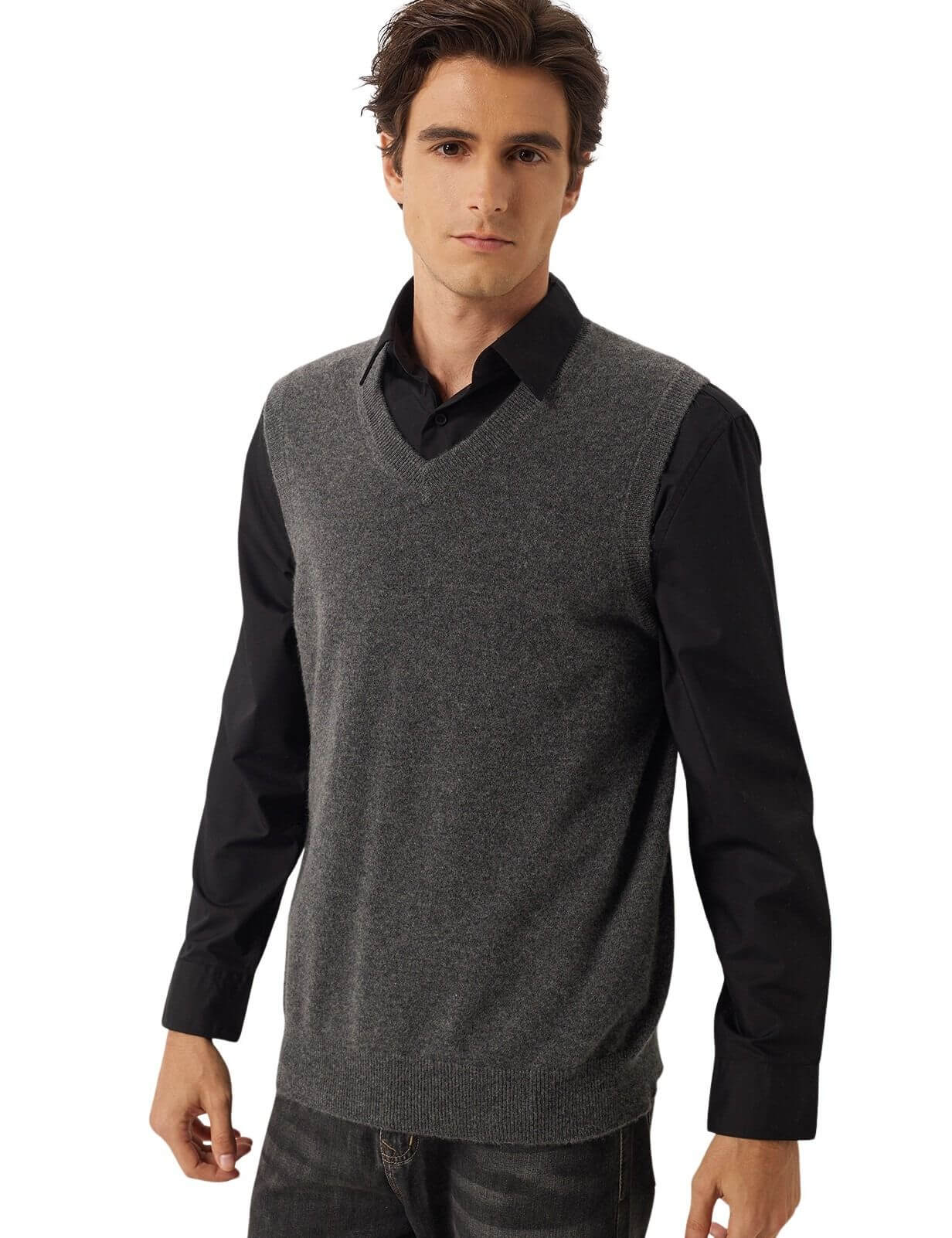 100% Cashmere V Neck Knit Sweater Vest