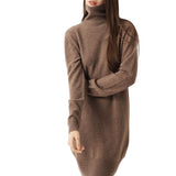 100% Merino Wool Turtleneck Knit Sweater Dress