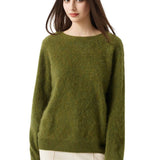 Suéter sem costura 100% lã Merino com gola redonda