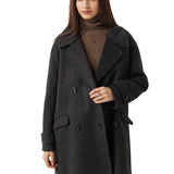 Double-Breasted 100% Merino Wool Mid Pea Coat