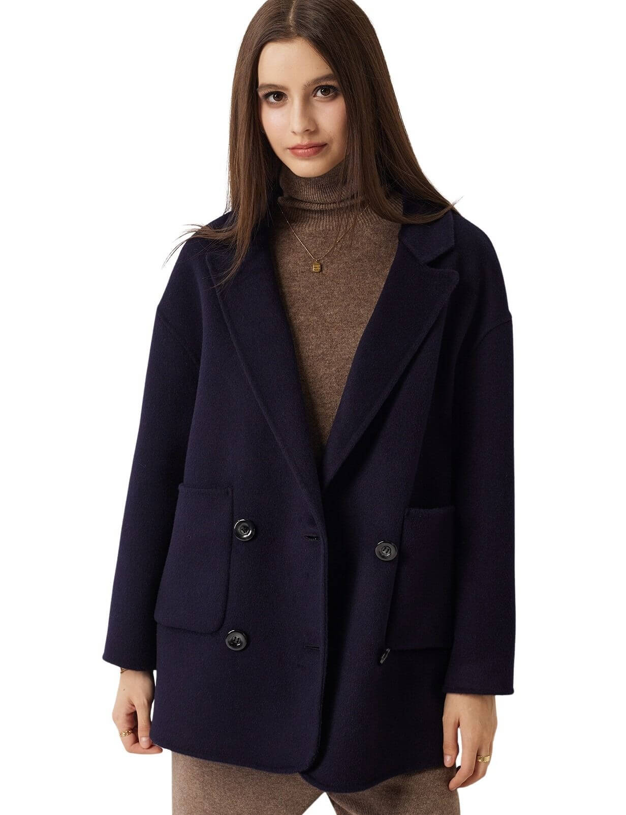 100% Merino Wool Double Breasted Short Coat
