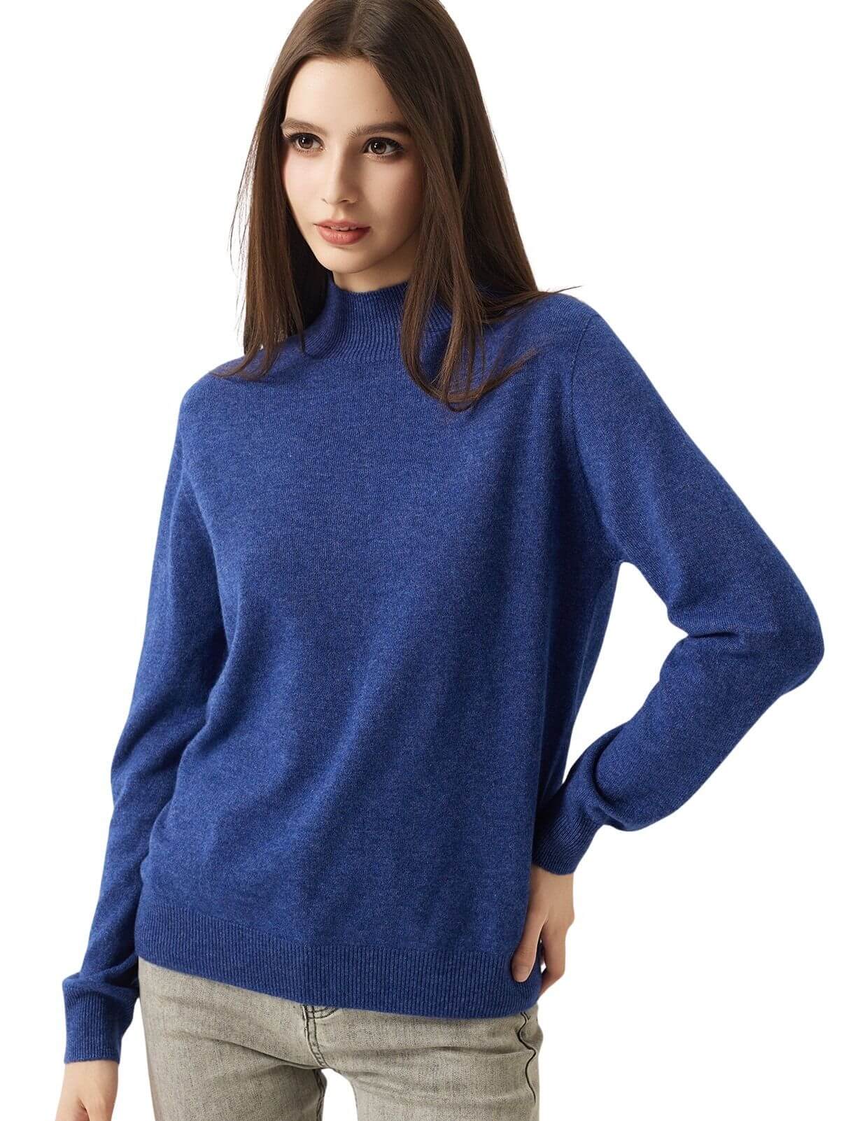 30% Cashmere 70% Merino Wool Seamless Mock Neck Sweater