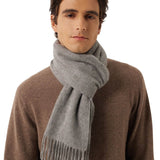 100% Cashmere Long Plaid Tassel Warm Knit Scarf