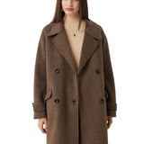 Double-Breasted 100% Merino Wool Mid Pea Coat