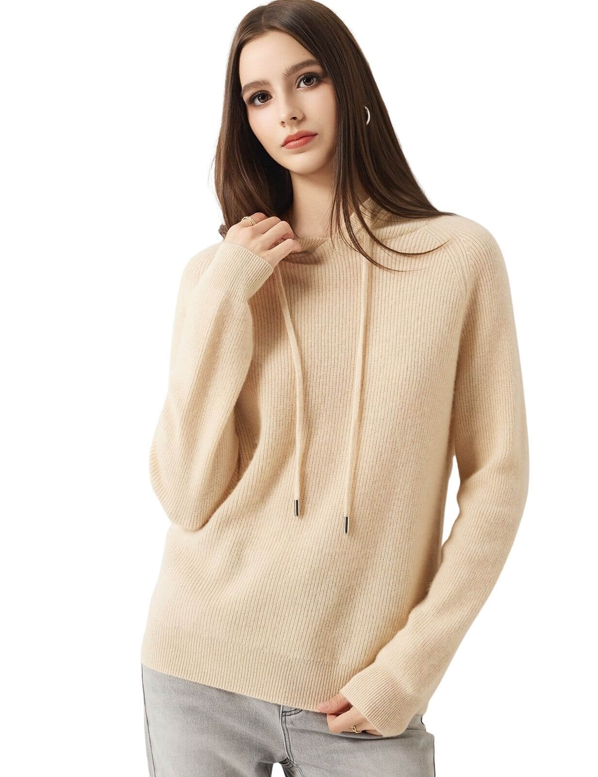 30% Cashmere 70% Merino Wool Hooded Sweater