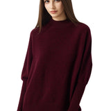 100% Merino Wool Mock Neck Batwing Sweater