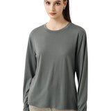 100% Merino Wool Crewneck Long Sleeve Knit Top