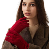 100% Pure Cashmere Gloves Winter Knit Bow Gloves