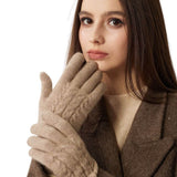 100% Pure Cashmere Gloves Winter Knit Cable Gloves