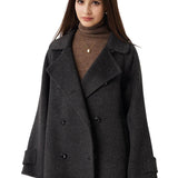 \100% Merino Wool Double Breasted Loose Coat
