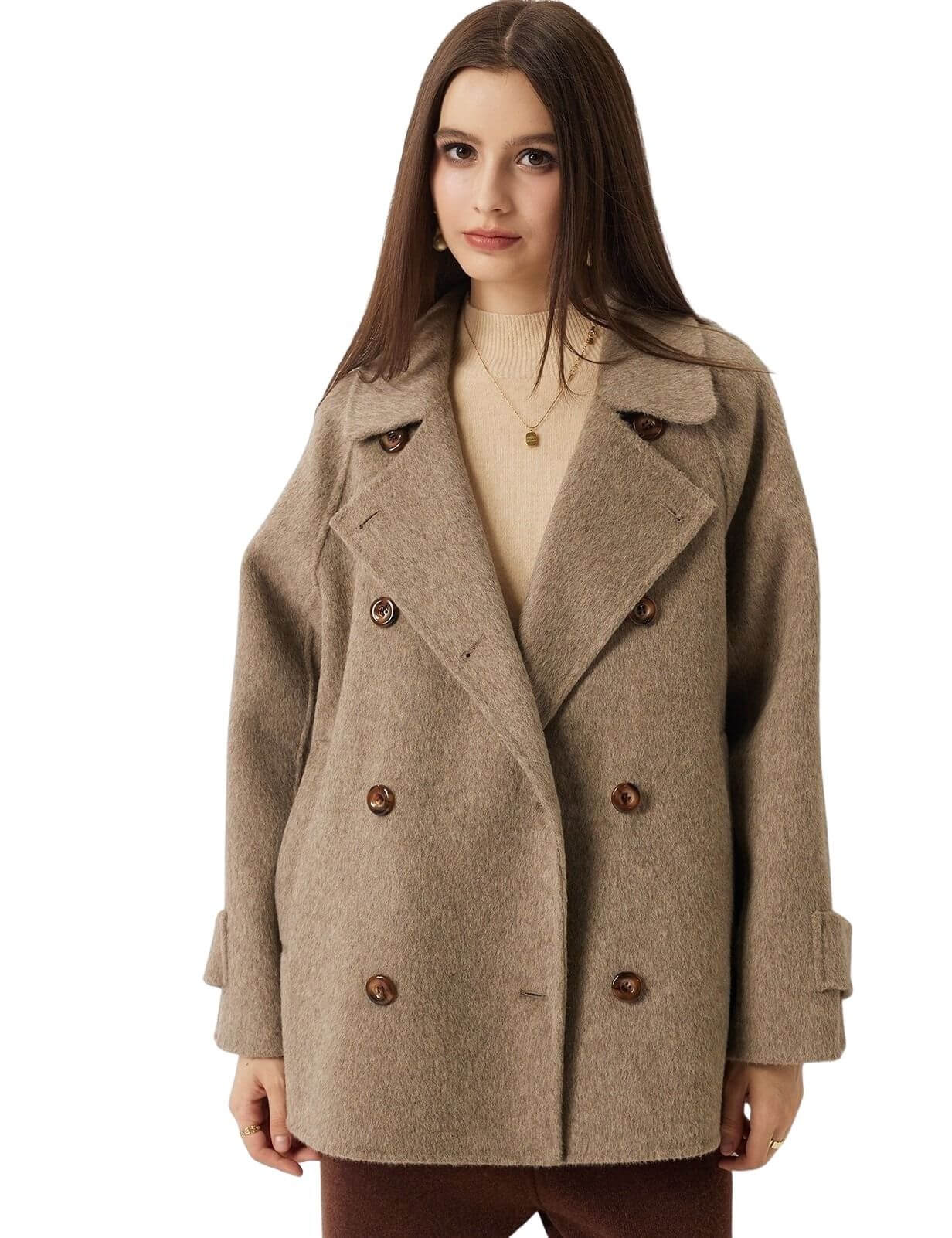 100% Merino Wool Double Breasted Loose Coat
