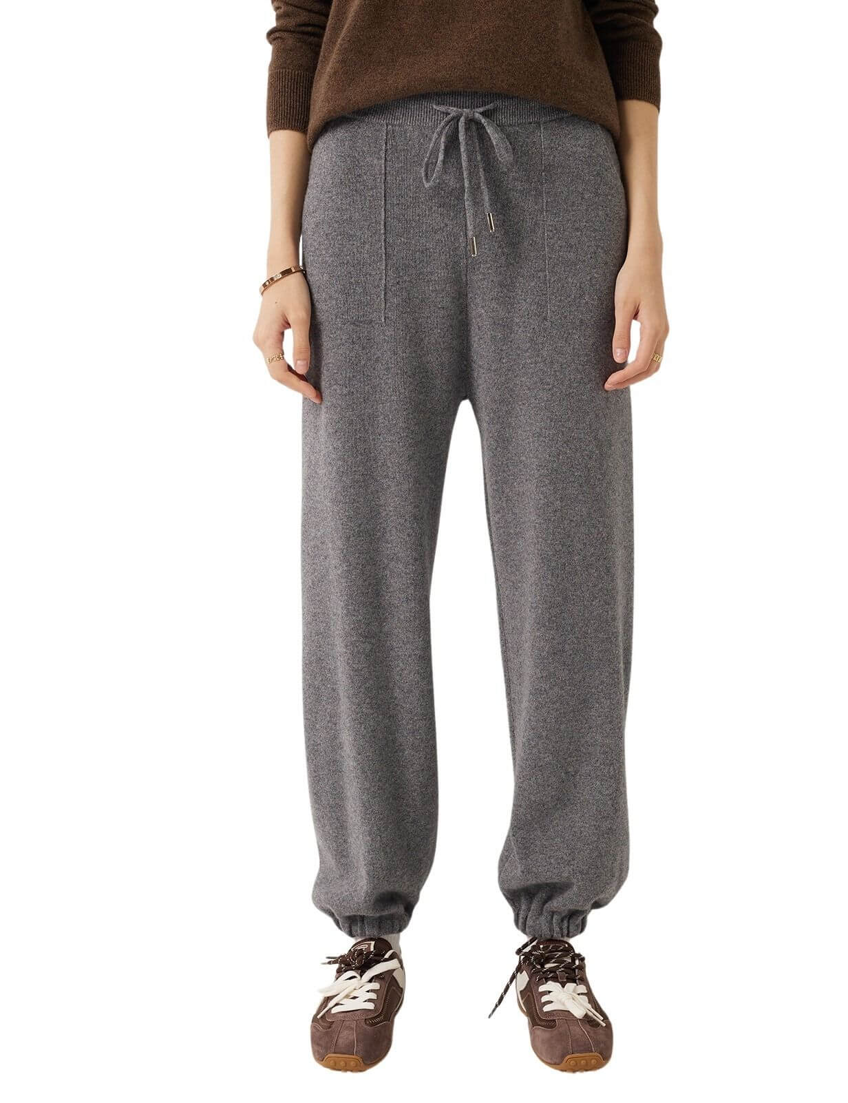 30% Cashmere,70% Merino Wool High Waist Sweatpants