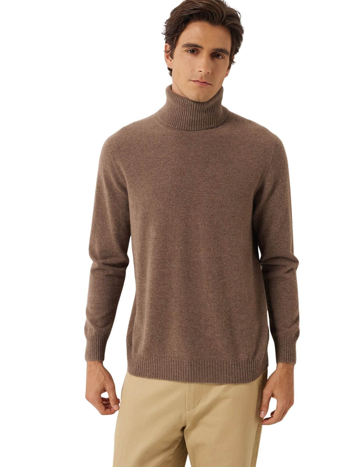 100% Cashmere Turtleneck Seamless Knit Sweater