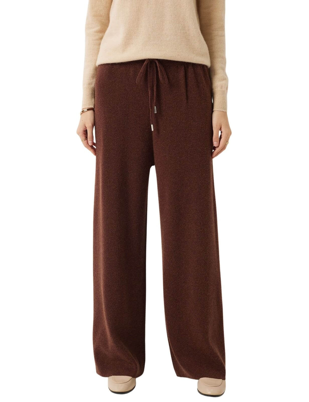 30% Cashmere,70% Merino Wool Wide Leg Sweatpants