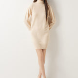 100% Merino Wool Turtleneck Knit Sweater Dress