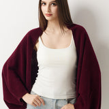 100% Merino Wool Knit Wrap Shawl with Sleeves