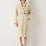 100% Merino Wool Double-Breasted Long Coat