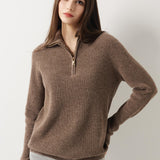 Maglione con zip e collo a lupetto in 100% lana merino