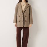 100% Merino Wool Double Breasted Short Coat