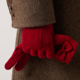 100% Pure Cashmere Gloves Winter Knit Bow Gloves