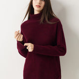 Pull à col roulé sans couture 100 % laine mérinos