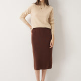 30% Cashmere and 70% Merino Wool High Waist Skirt