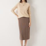 30% Cashmere and 70% Merino Wool High Waist Skirt
