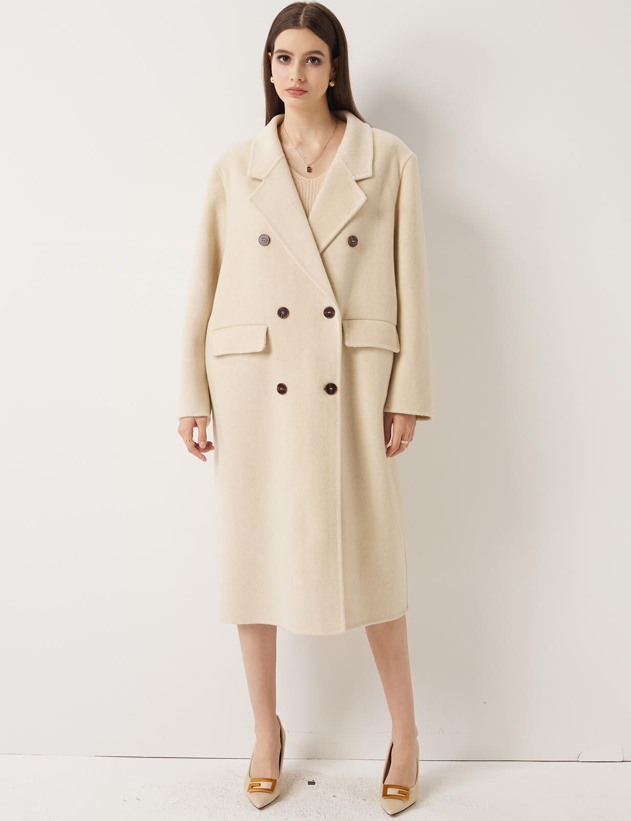 Double-Breasted 100% Merino Wool Pea Coat