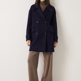 Double-Breasted 100% Merino Wool Mid Pea Coat