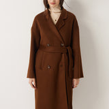 100% Merino Wool Double-Breasted Long Coat