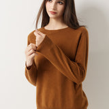 30% Cashmere 70% Merino Wool Seamless Crew Neck Sweater