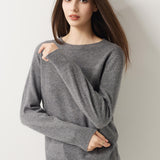 30% Cashmere 70% Merino Wool Seamless Crew Neck Sweater
