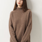 Pull à col roulé sans couture 100 % laine mérinos