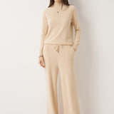 30% Cashmere,70% Merino Wool Wide Leg Sweatpants