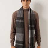 100% Cashmere Long Plaid Tassel Warm Knit Scarf