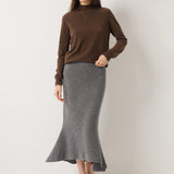 30% Cashmere 70% Merino Wool Knit Fishtail Skirt