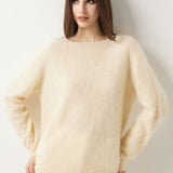 Suéter sem costura 100% lã Merino com gola redonda