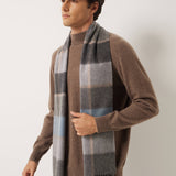 100% Cashmere Long Plaid Tassel Warm Knit Scarf