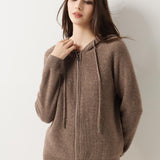 30% Cashmere 70% Merino Wool Zip Hooded Cardigan