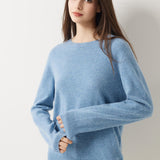 30% Cashmere 70% Merino Wool Seamless Crew Neck Sweater